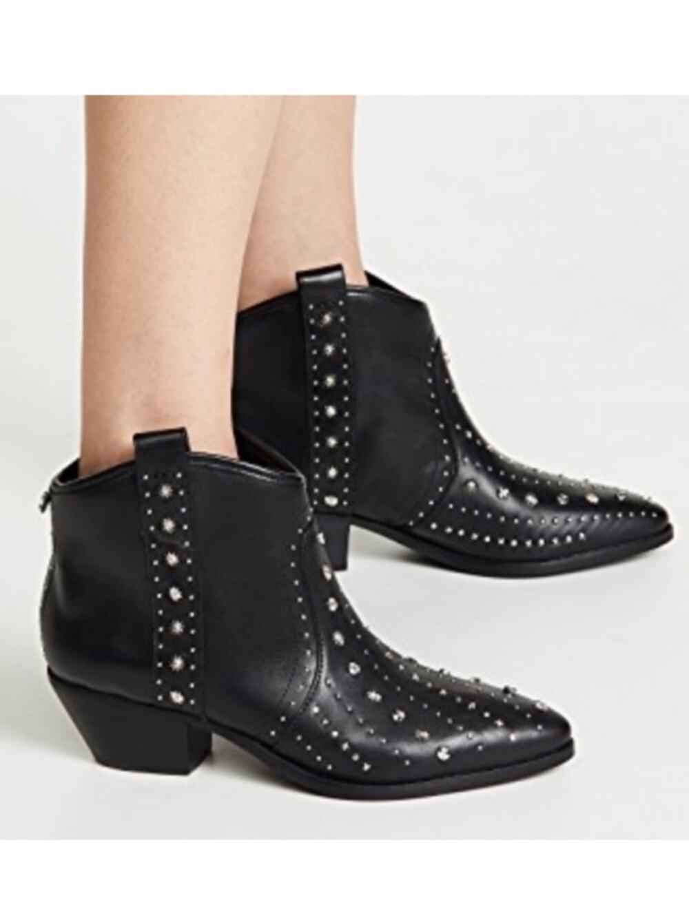 Sam Edelman Black Studded Ankle Boots - Sleek Western Style